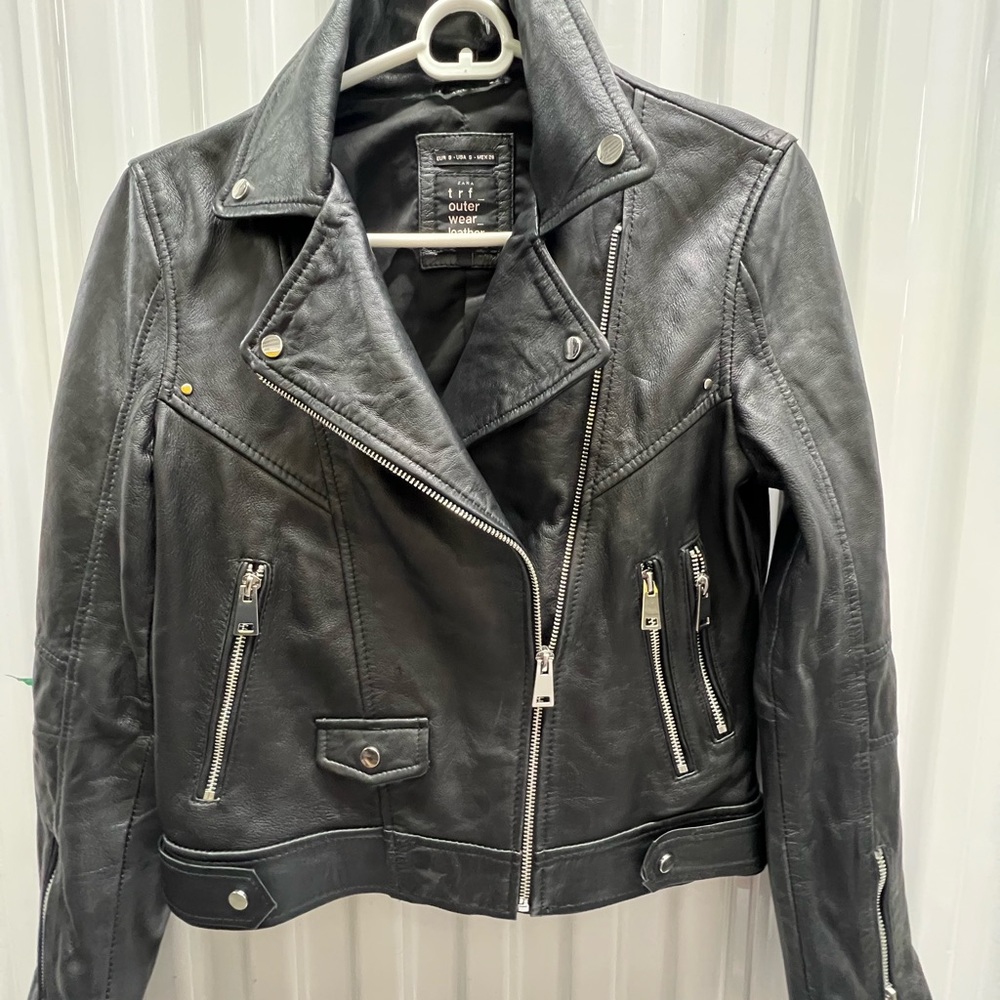 ZARA TRF OUTERWEAR LEATHER BIKER JACKET SIZE S
